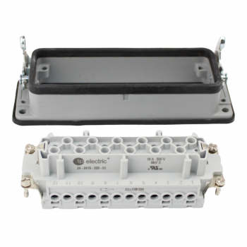 Preview: Industriesteckverbinder - Anbaugehäuse + Buchse 24 Polig 16A - Metall